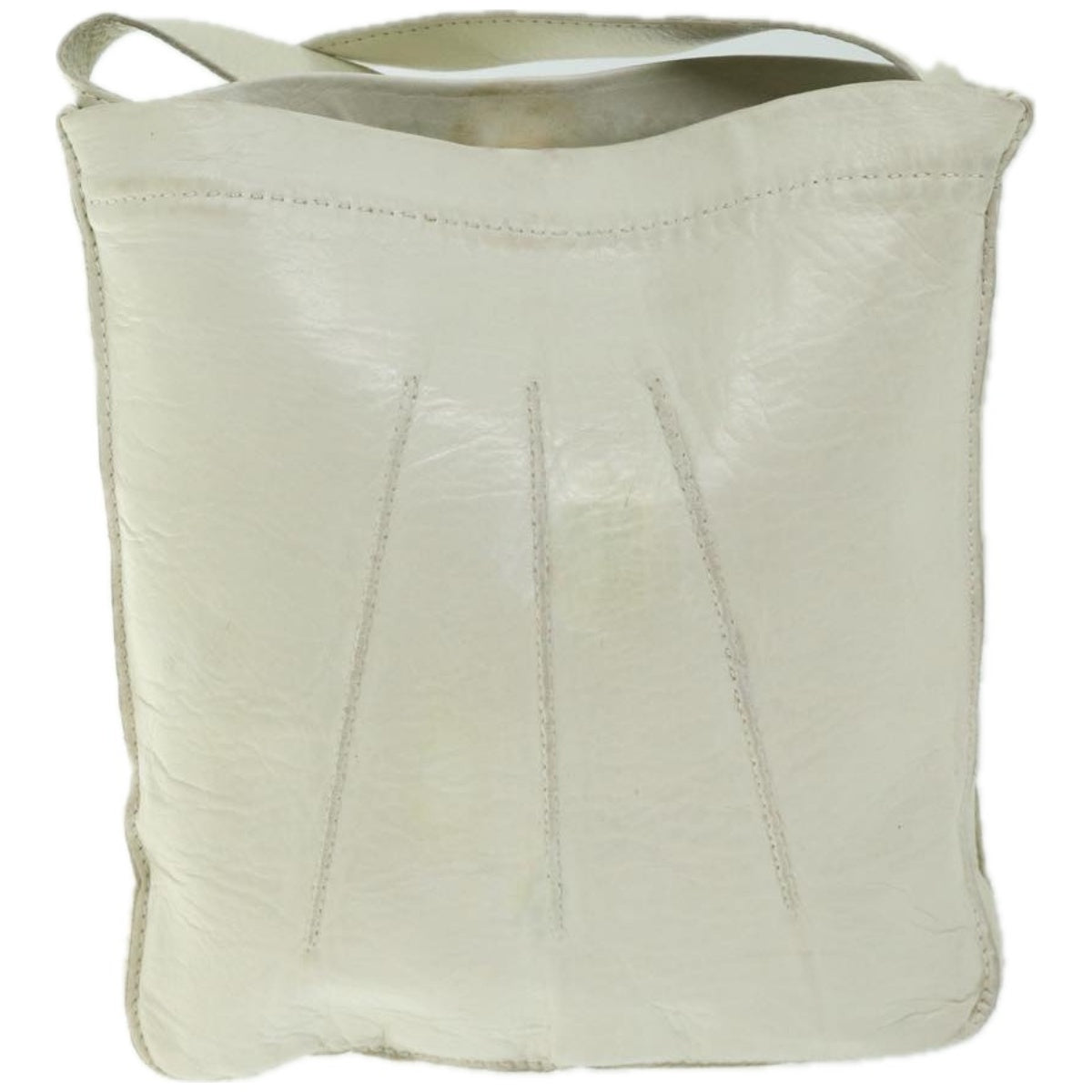 HERMES Tudu Pochette Shoulder Bag Lamb Skin White Auth ep3399 - 0