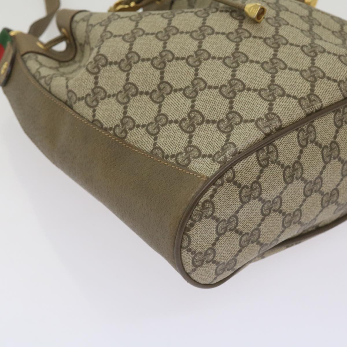 GUCCI GG Supreme Web Sherry Line Shoulder Bag PVC Beige 41 02 034 Auth ep3406