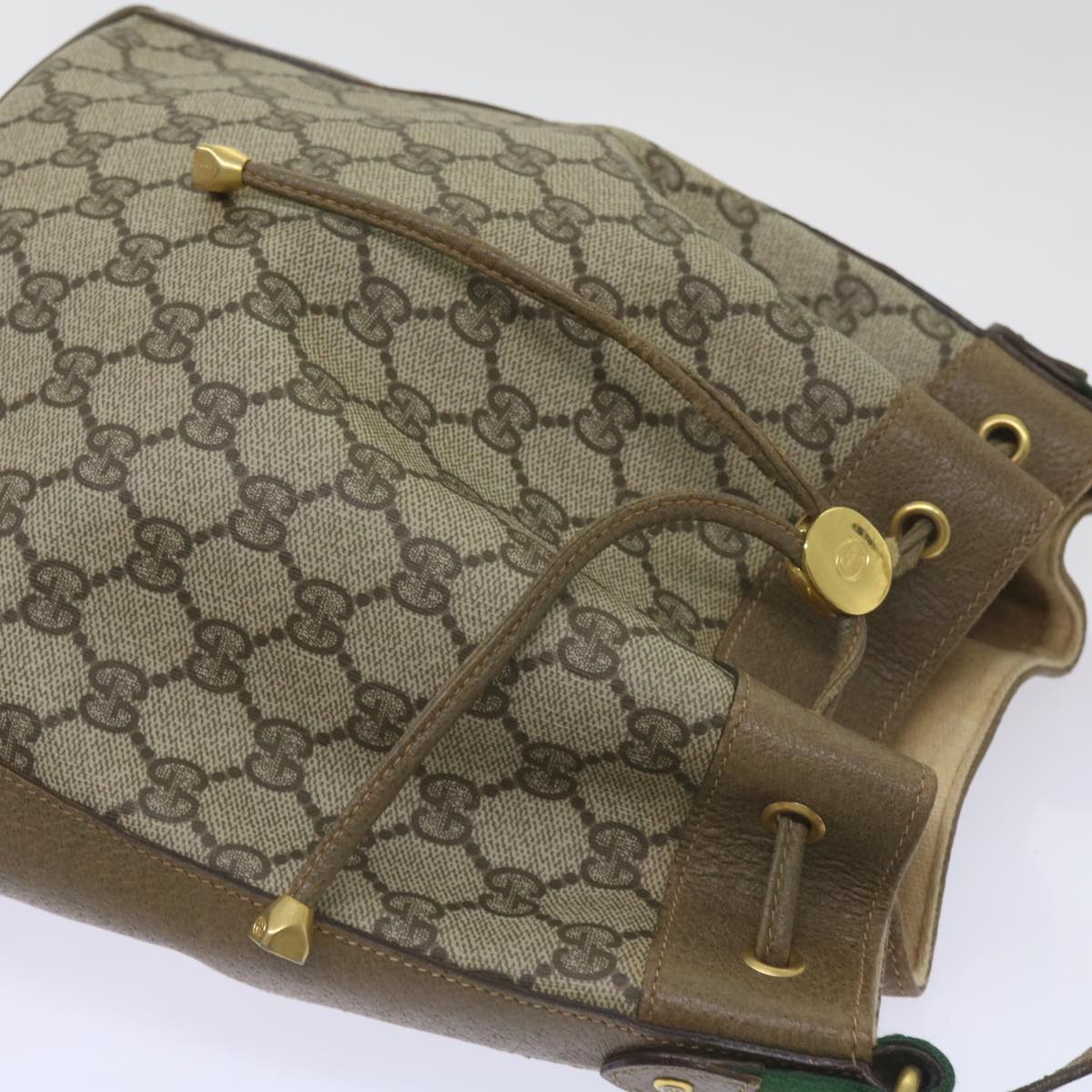 GUCCI GG Supreme Web Sherry Line Shoulder Bag PVC Beige 41 02 034 Auth ep3406