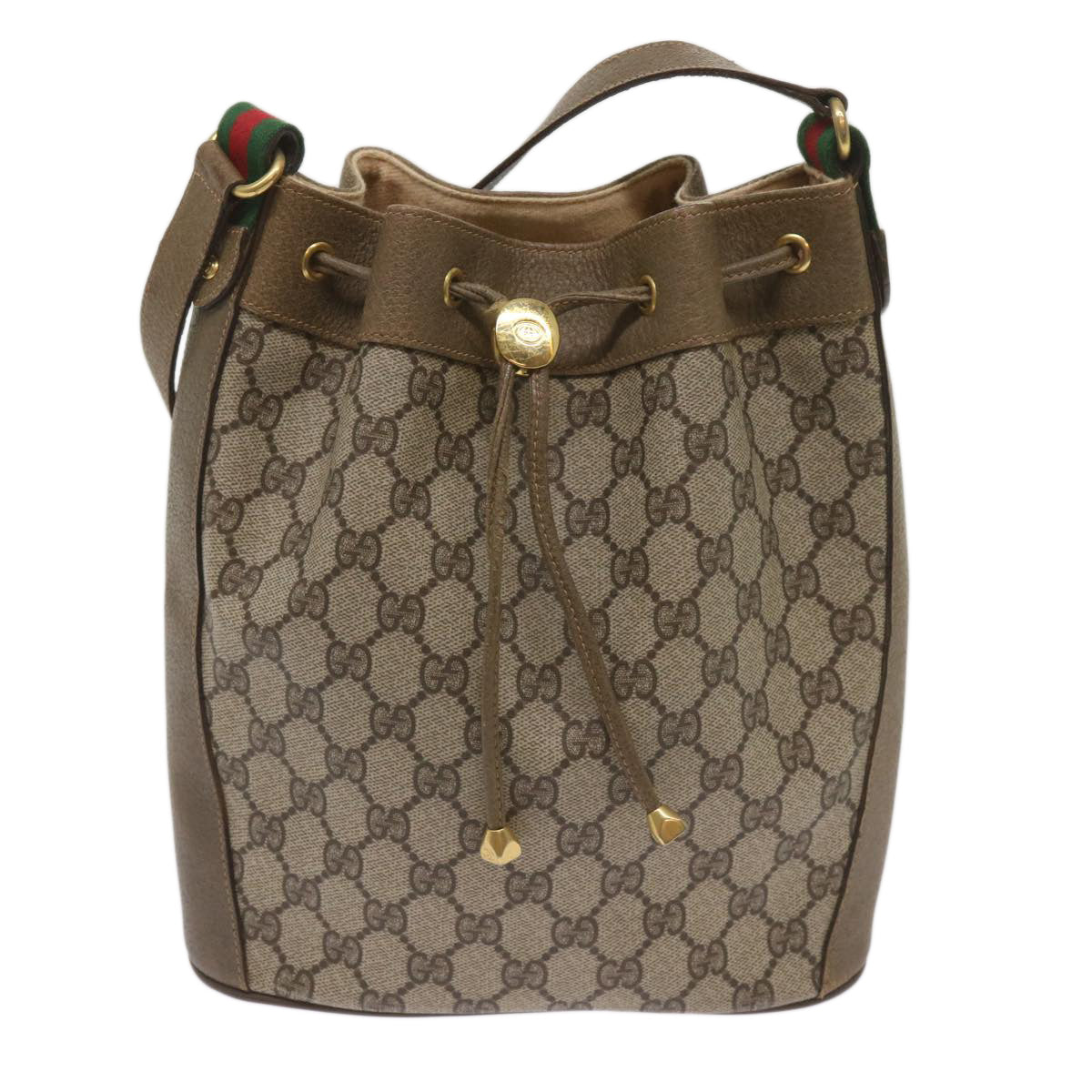 GUCCI GG Supreme Web Sherry Line Shoulder Bag PVC Beige 41 02 034 Auth ep3406 - 0