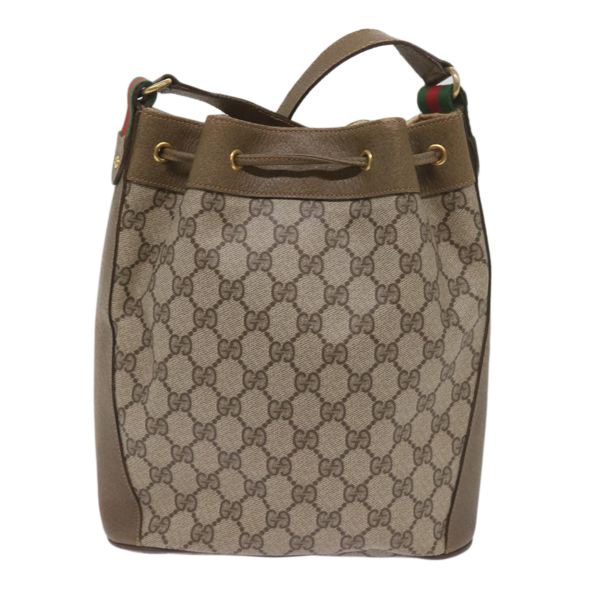 GUCCI GG Supreme Web Sherry Line Shoulder Bag PVC Beige 41 02 034 Auth ep3406