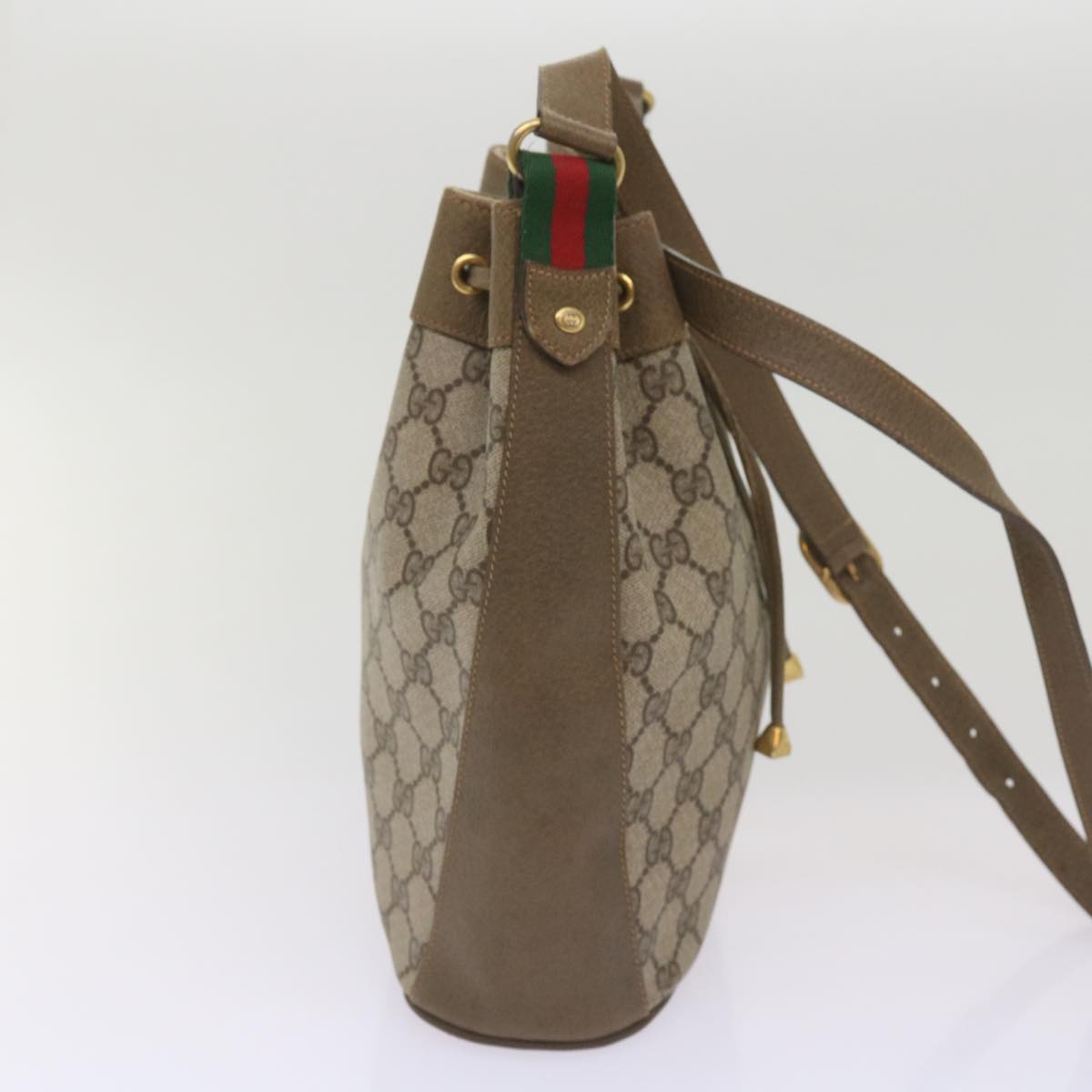 GUCCI GG Supreme Web Sherry Line Shoulder Bag PVC Beige 41 02 034 Auth ep3406