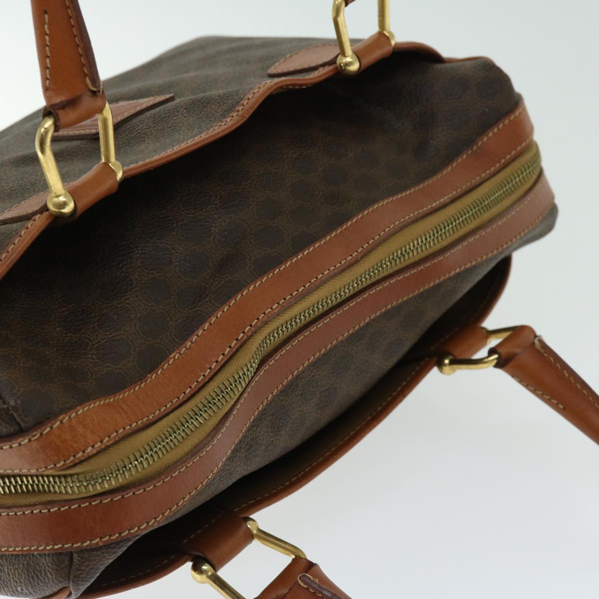 CELINE Macadam Canvas Hand Bag PVC Brown Auth ep3408