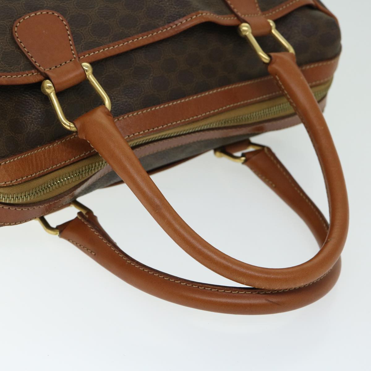 CELINE Macadam Canvas Hand Bag PVC Brown Auth ep3408