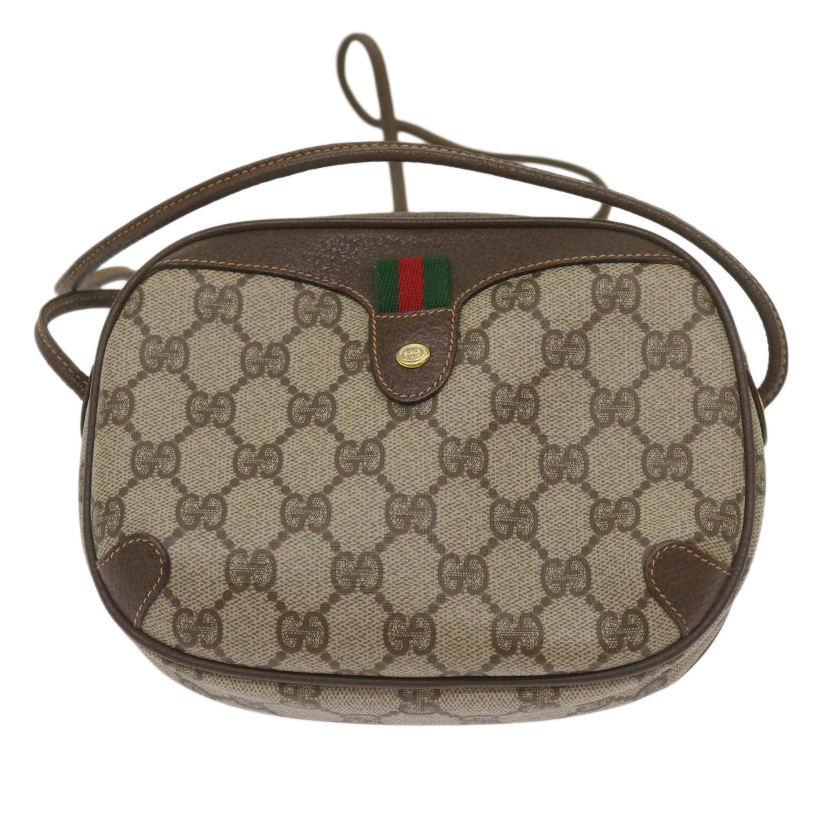 GUCCI GG Supreme Web Sherry Line Shoulder Bag PVC Beige 156 02 066 Auth ep3422 - 0