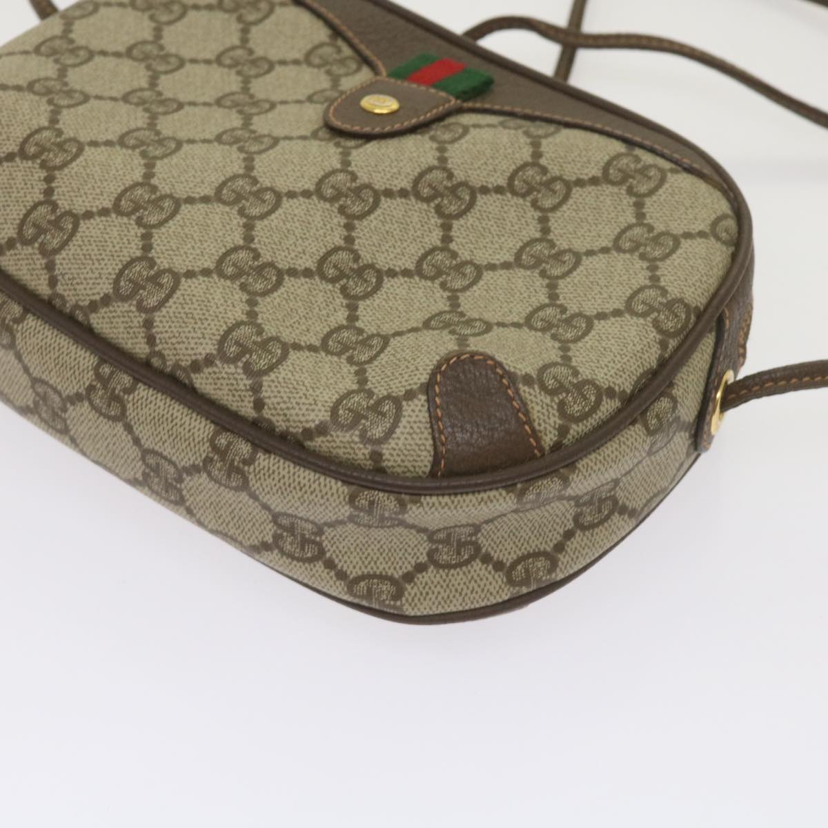 GUCCI GG Supreme Web Sherry Line Shoulder Bag PVC Beige 156 02 066 Auth ep3422