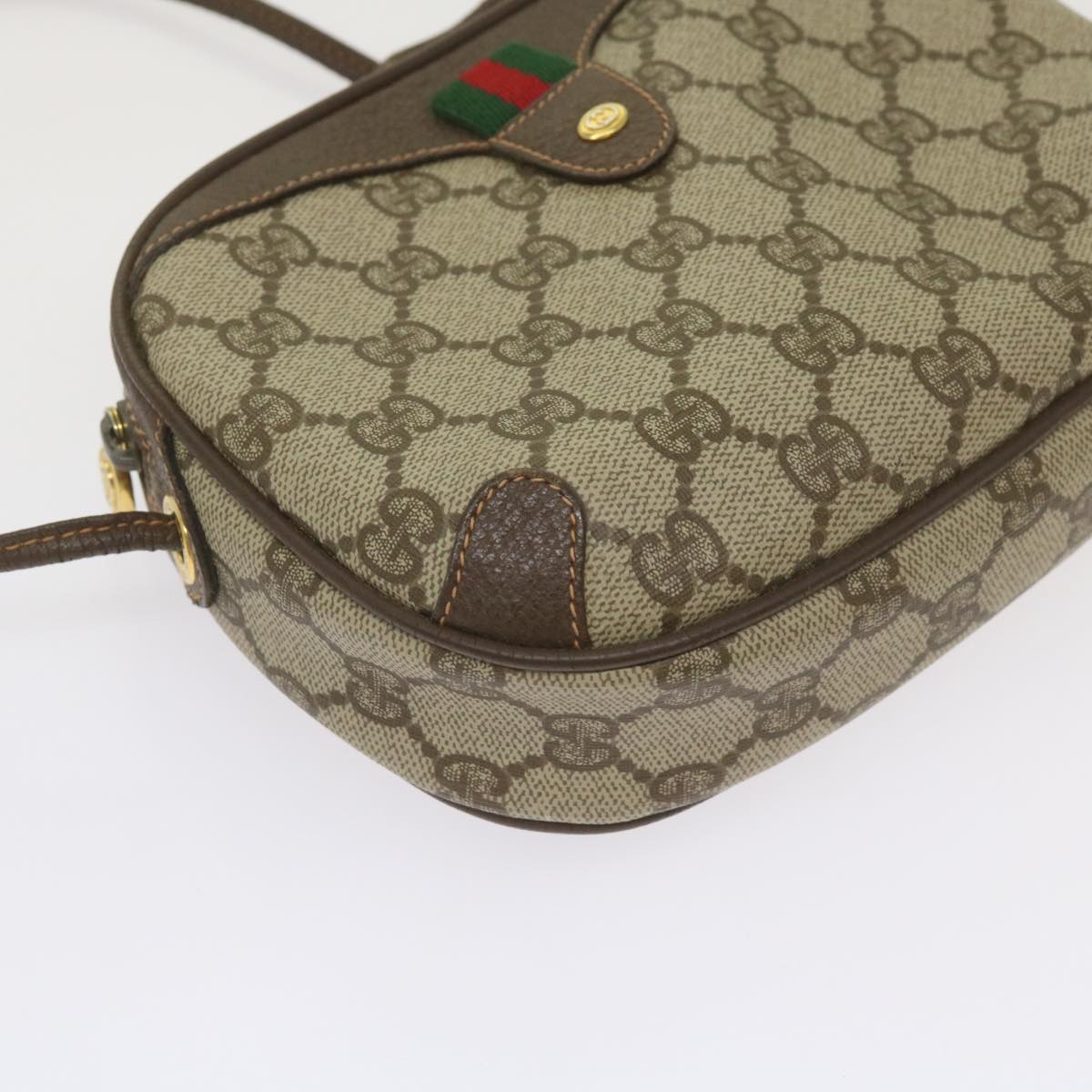 GUCCI GG Supreme Web Sherry Line Shoulder Bag PVC Beige 156 02 066 Auth ep3422