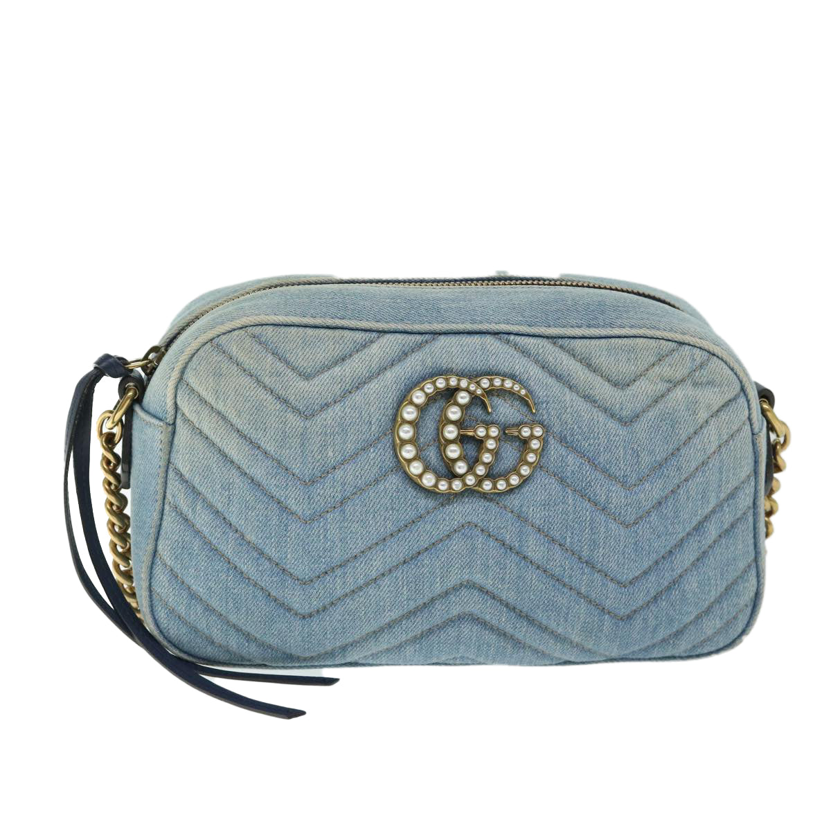 GUCCI GG Marmont Shoulder Bag Denim Blue 447632 Auth ep3440 - 0