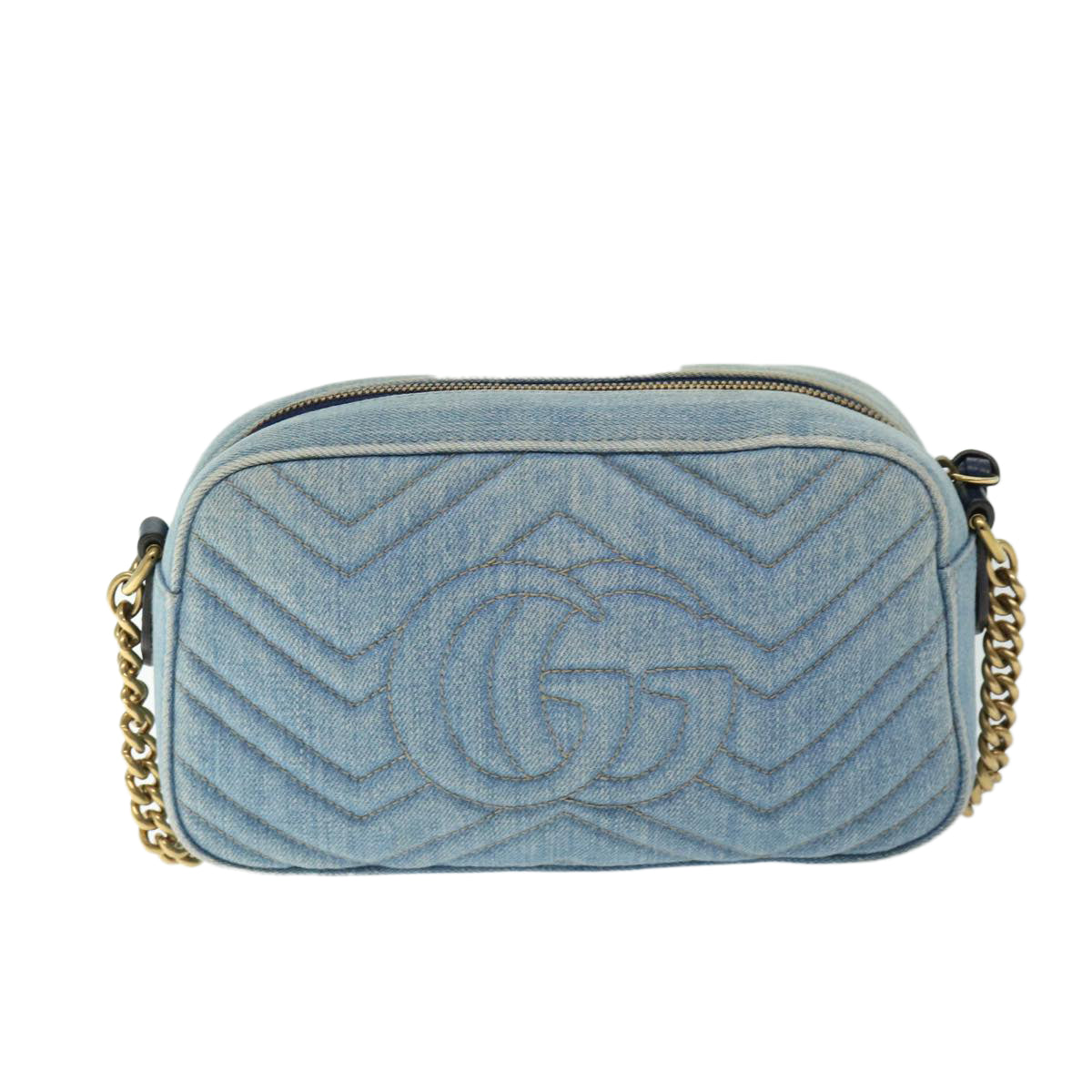 GUCCI GG Marmont Shoulder Bag Denim Blue 447632 Auth ep3440