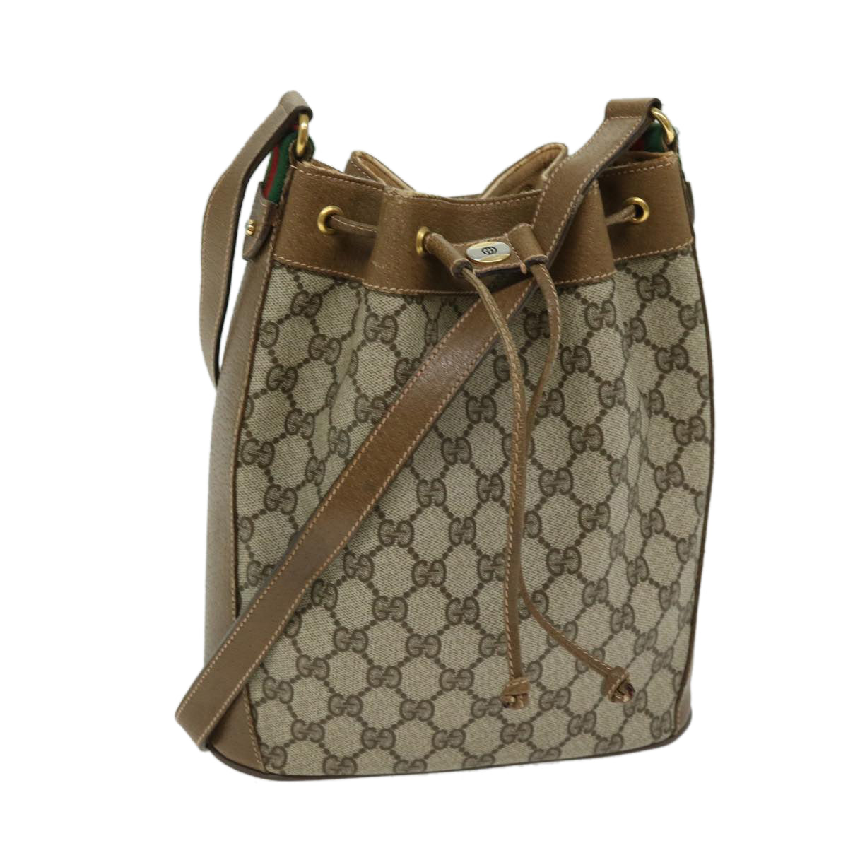 GUCCI GG Supreme Web Sherry Line Shoulder Bag PVC Beige 41 02 034 Auth ep3452