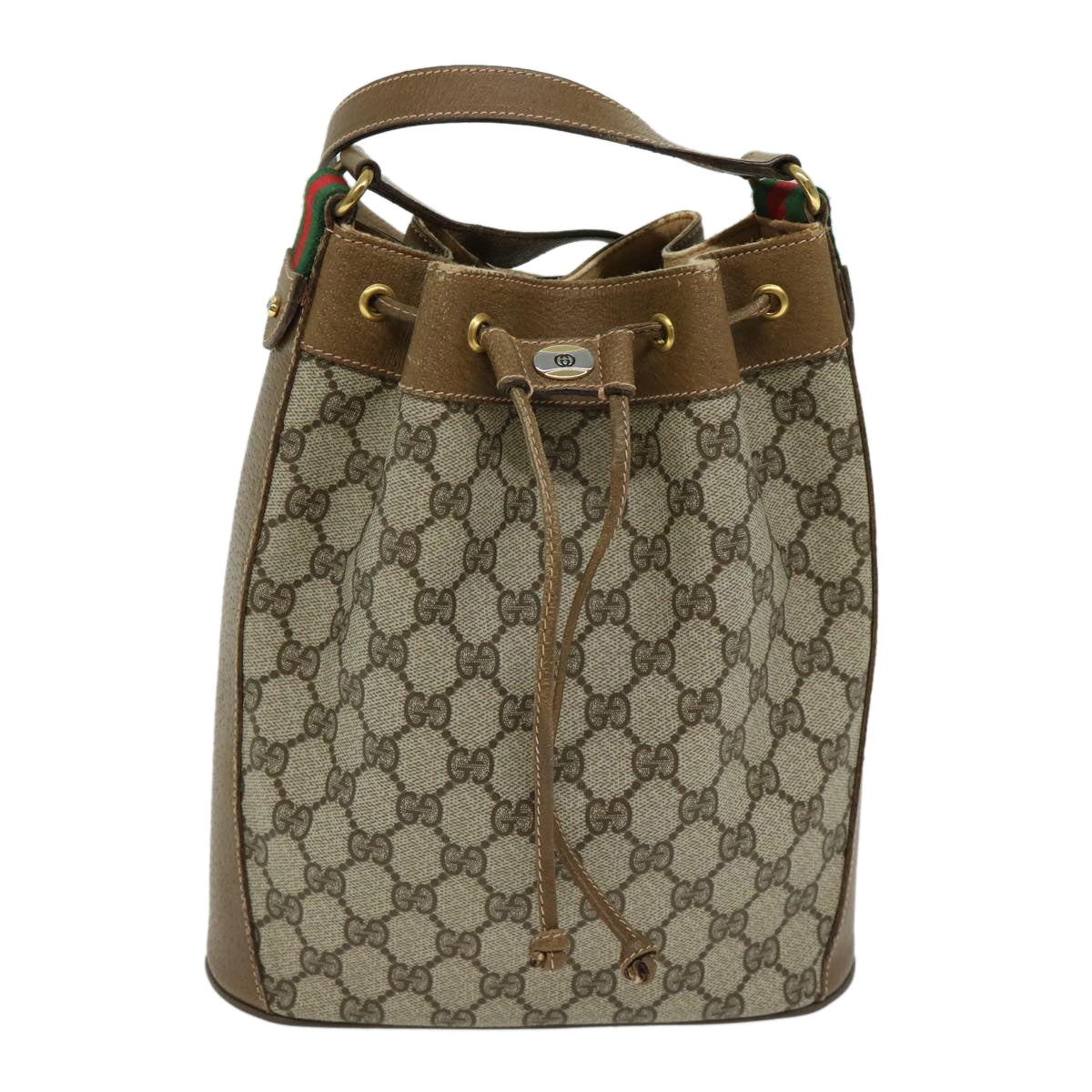 GUCCI GG Supreme Web Sherry Line Shoulder Bag PVC Beige 41 02 034 Auth ep3452 - 0