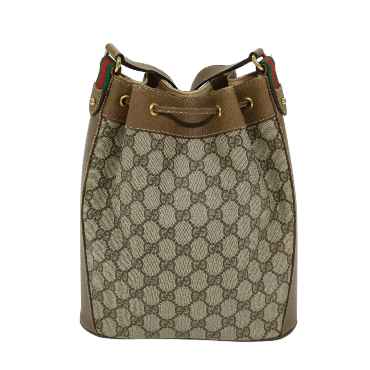 GUCCI GG Supreme Web Sherry Line Shoulder Bag PVC Beige 41 02 034 Auth ep3452