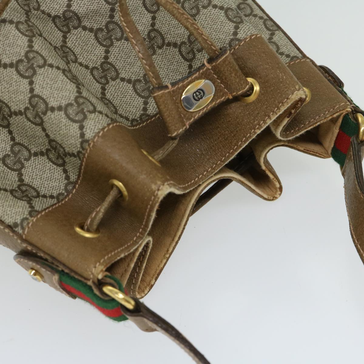 GUCCI GG Supreme Web Sherry Line Shoulder Bag PVC Beige 41 02 034 Auth ep3452