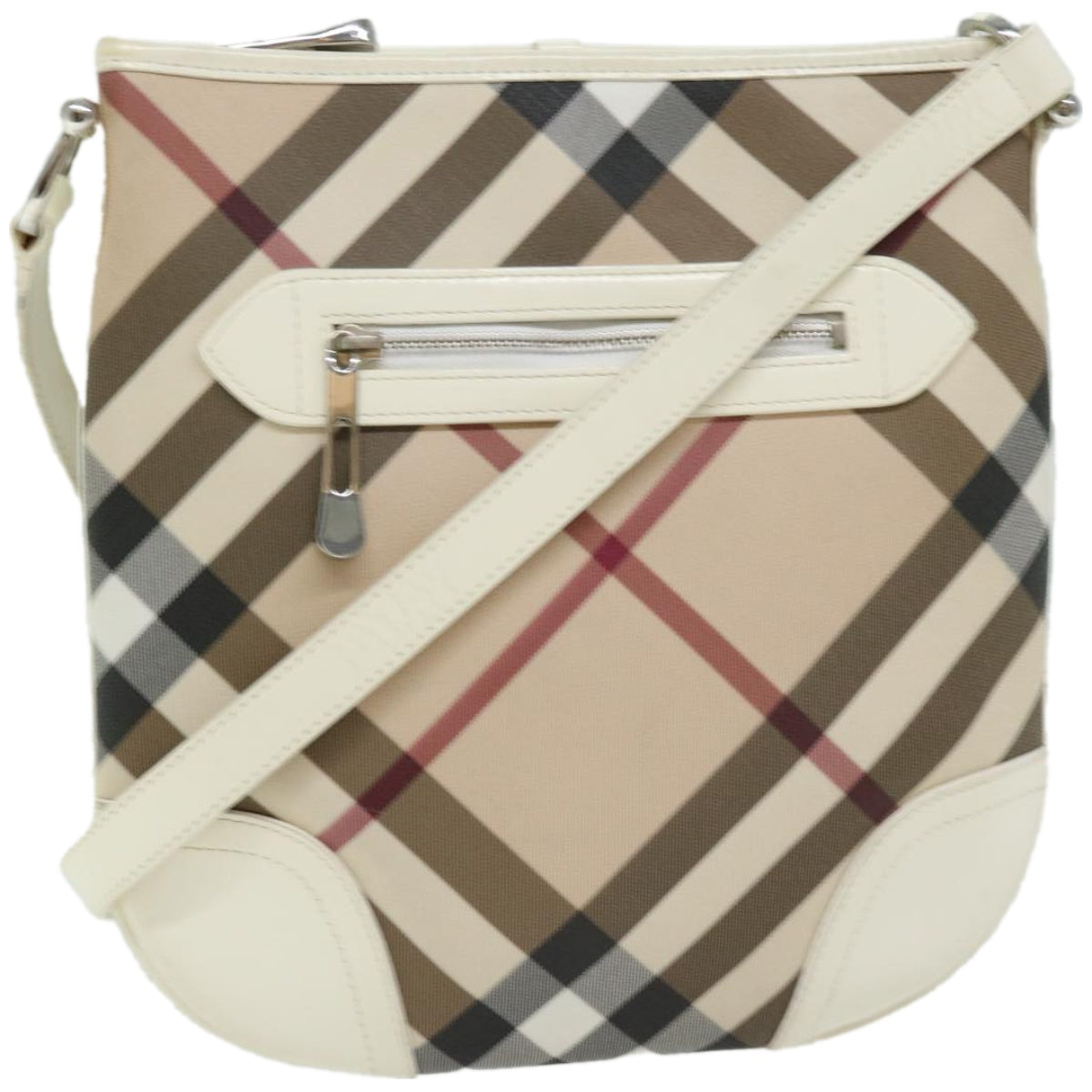 BURBERRY Nova Check Shoulder Bag Coated Canvas Beige Auth ep3454