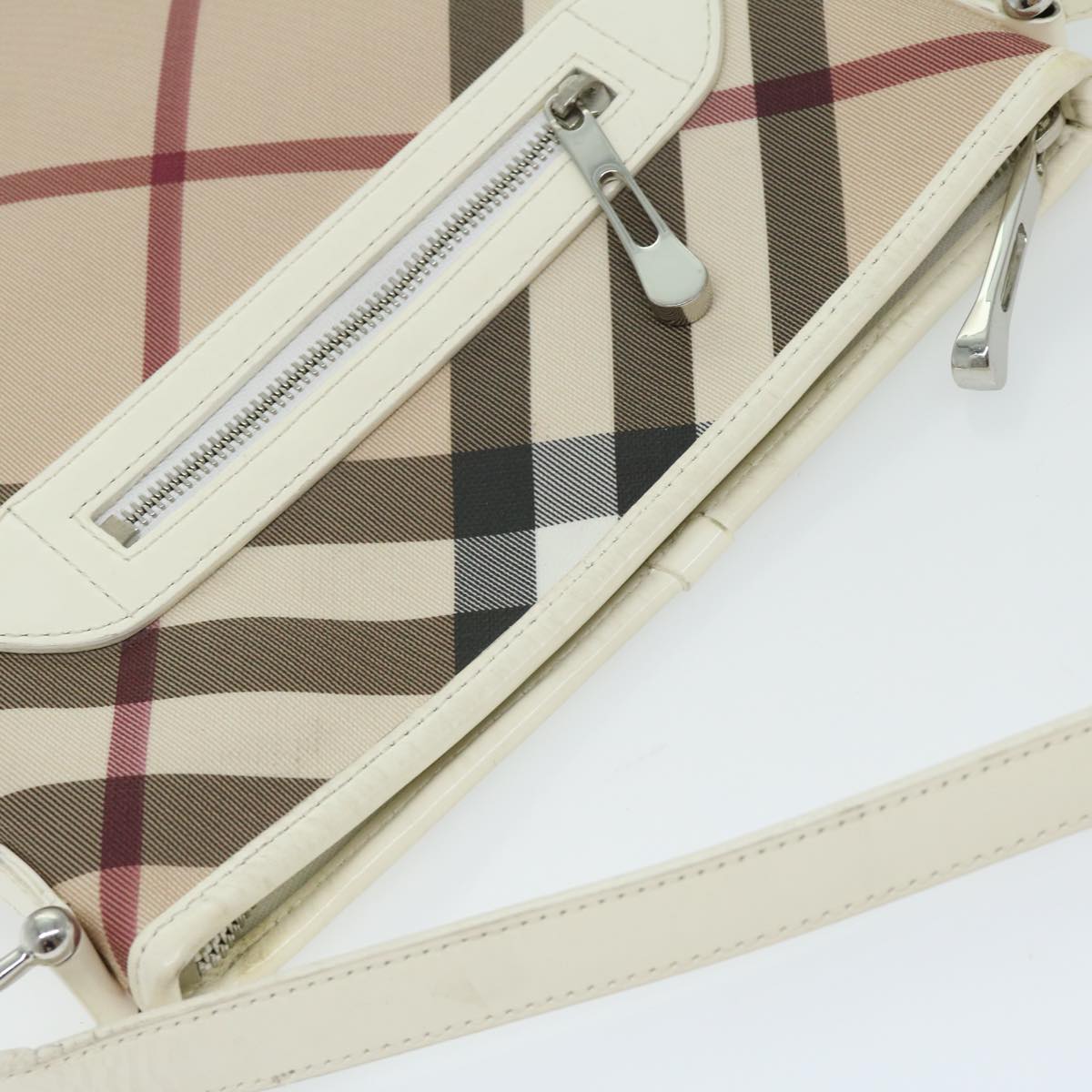 BURBERRY Nova Check Shoulder Bag Coated Canvas Beige Auth ep3454