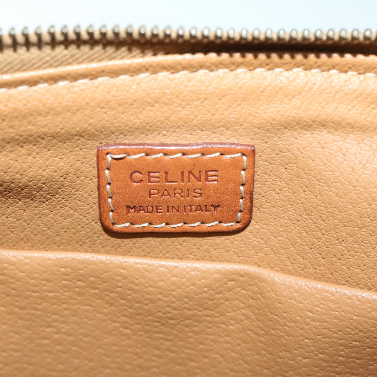 CELINE Macadam Canvas Pouch PVC Leather Brown Auth ep3456