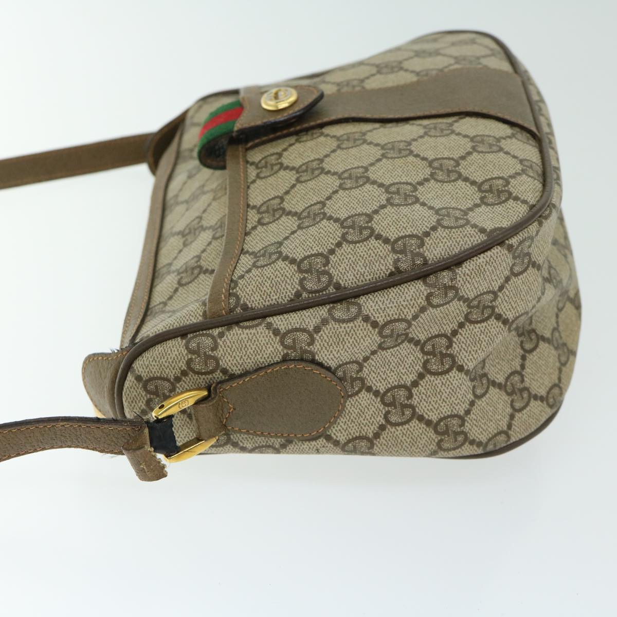 GUCCI GG Supreme Web Sherry Line Shoulder Bag PVC Beige 89 02 032 Auth ep3457