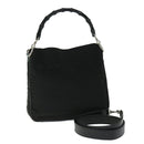 GUCCI Bamboo Hand Bag Nylon 2way Black 002 1638 2123 Auth ep3458-1