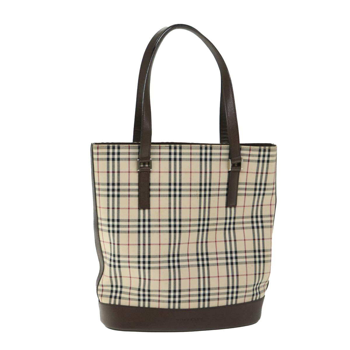 BURBERRY Nova Check Tote Bag Nylon Leather Beige Auth ep3467 - 0