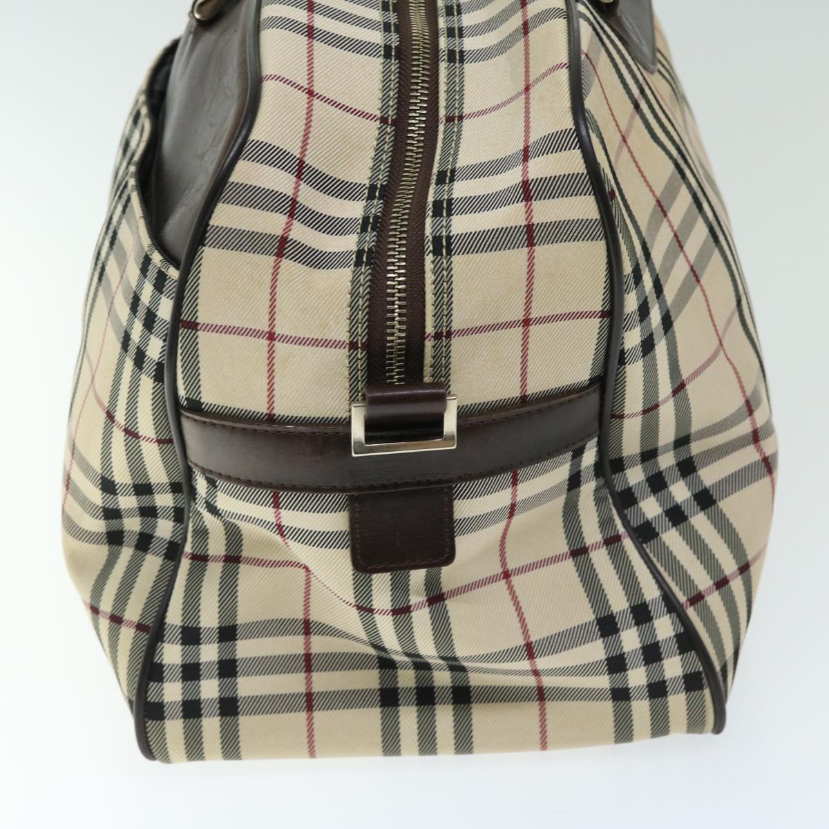 BURBERRY Nova Check Boston Bag Canvas Beige Auth ep3469