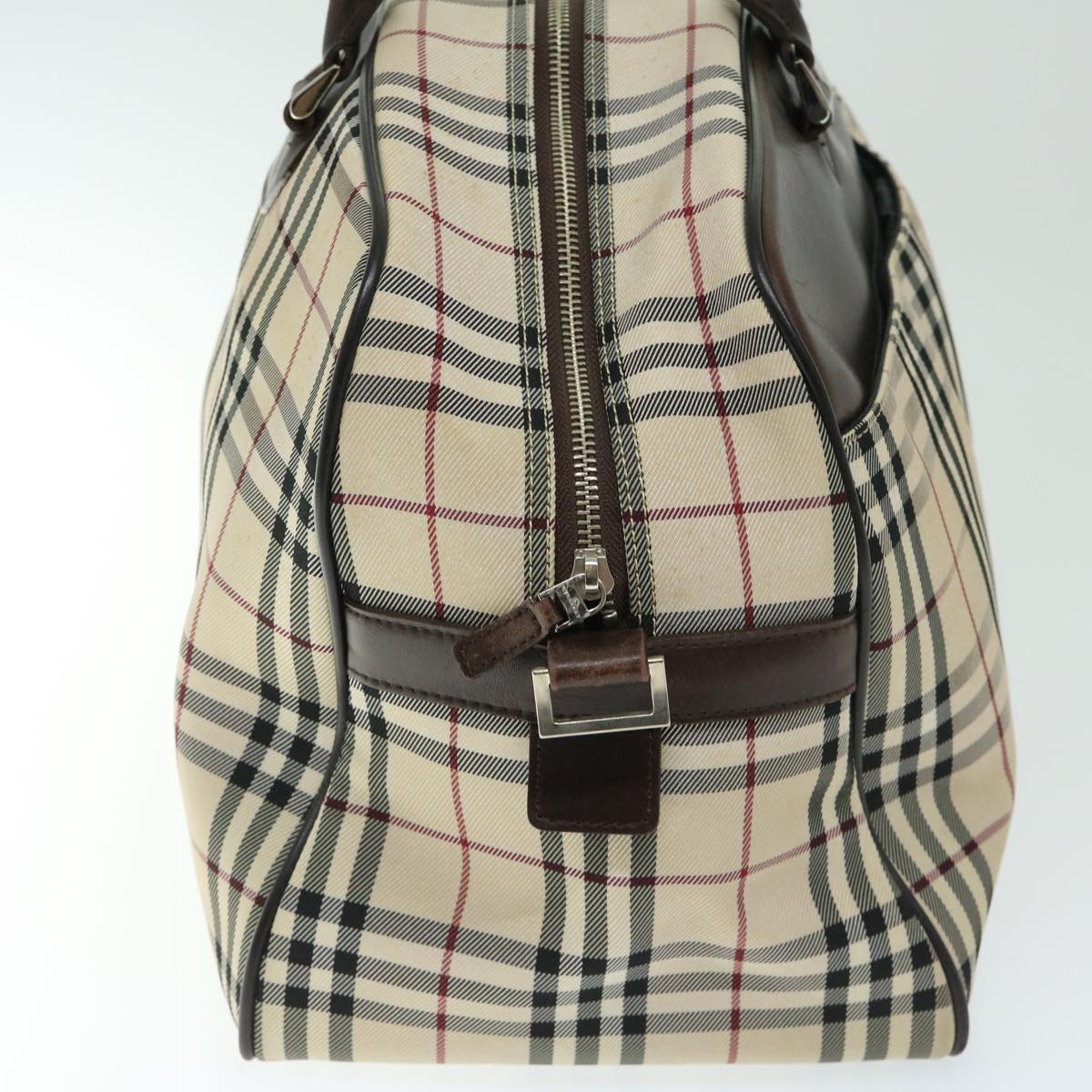 BURBERRY Nova Check Boston Bag Canvas Beige Auth ep3469