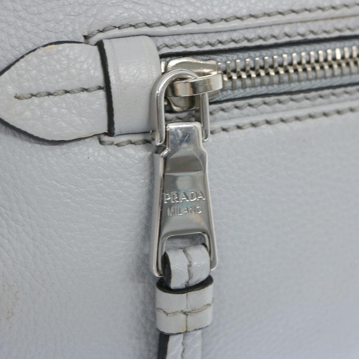 PRADA Hand Bag Leather 2way Gray Auth ep3471