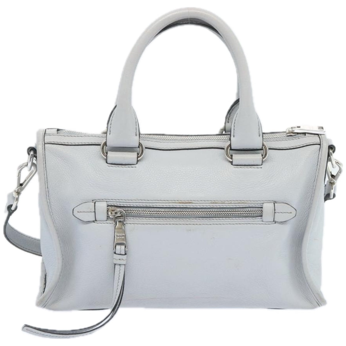 PRADA Hand Bag Leather 2way Gray Auth ep3471 - 0