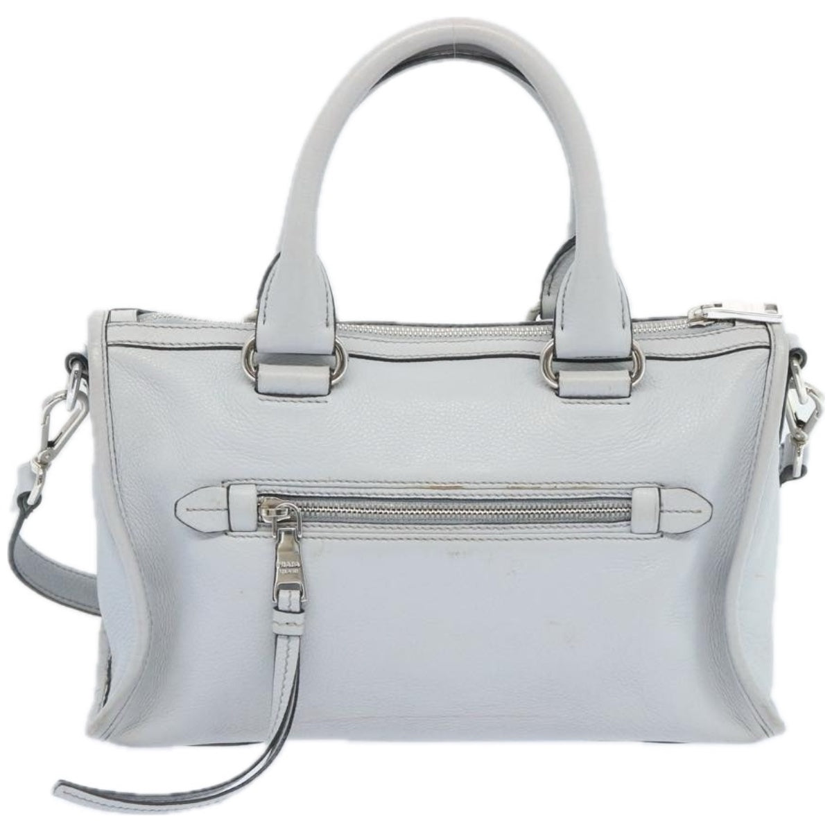 PRADA Hand Bag Leather 2way Gray Auth ep3471