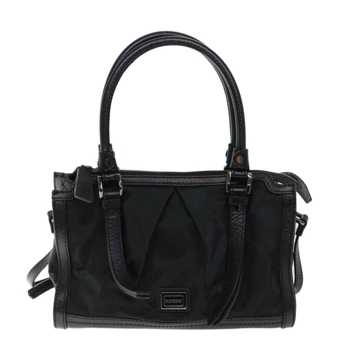 BURBERRY Hand Bag Nylon Leather 2way Black Auth ep3476 - 0