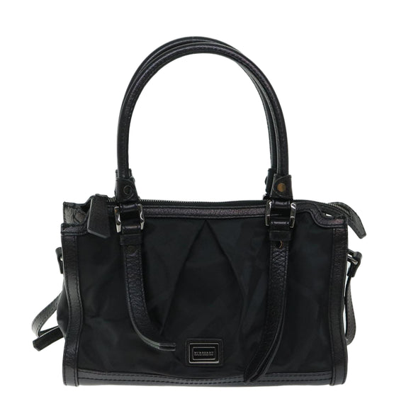 BURBERRY Hand Bag Nylon Leather 2way Black Auth ep3476