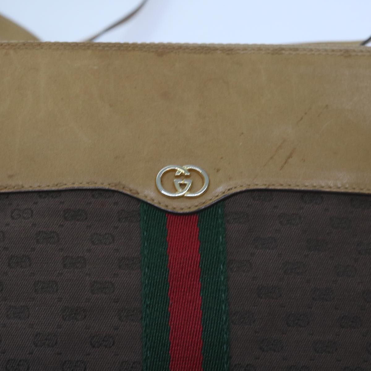 GUCCI Micro GG Canvas Web Sherry Line Shoulder Bag Brown 67 01 4001 Auth ep3482