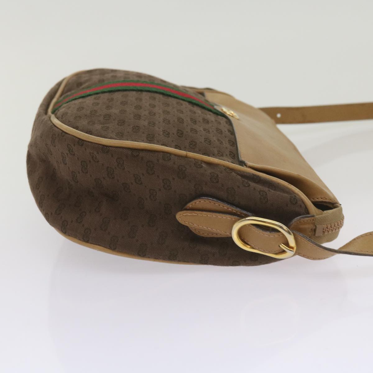 GUCCI Micro GG Canvas Web Sherry Line Shoulder Bag Brown 67 01 4001 Auth ep3482