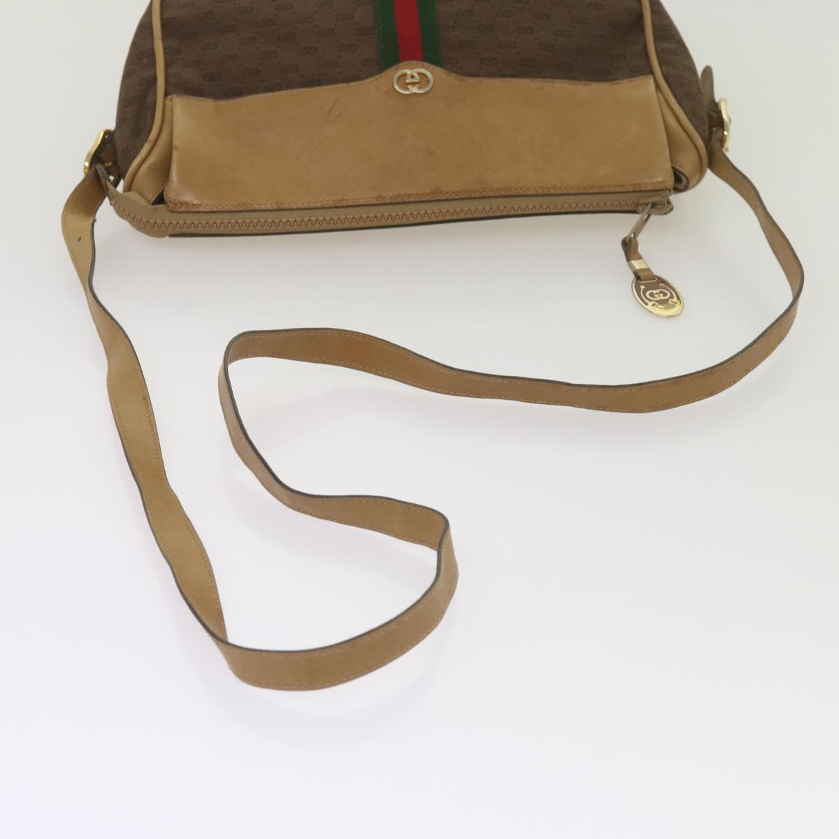 GUCCI Micro GG Canvas Web Sherry Line Shoulder Bag Brown 67 01 4001 Auth ep3482