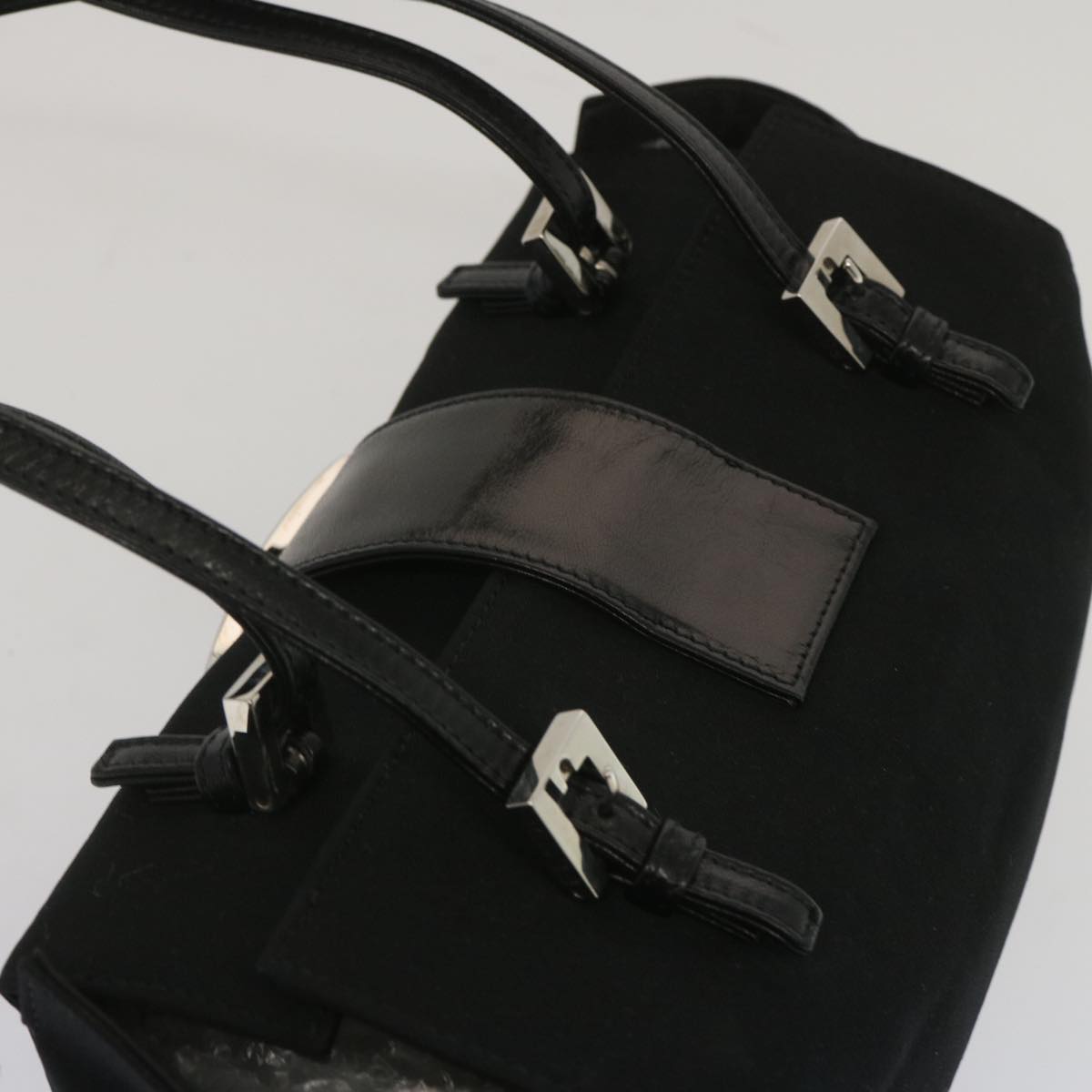 FENDI Mamma Baguette Shoulder Bag Nylon Black Auth ep3486