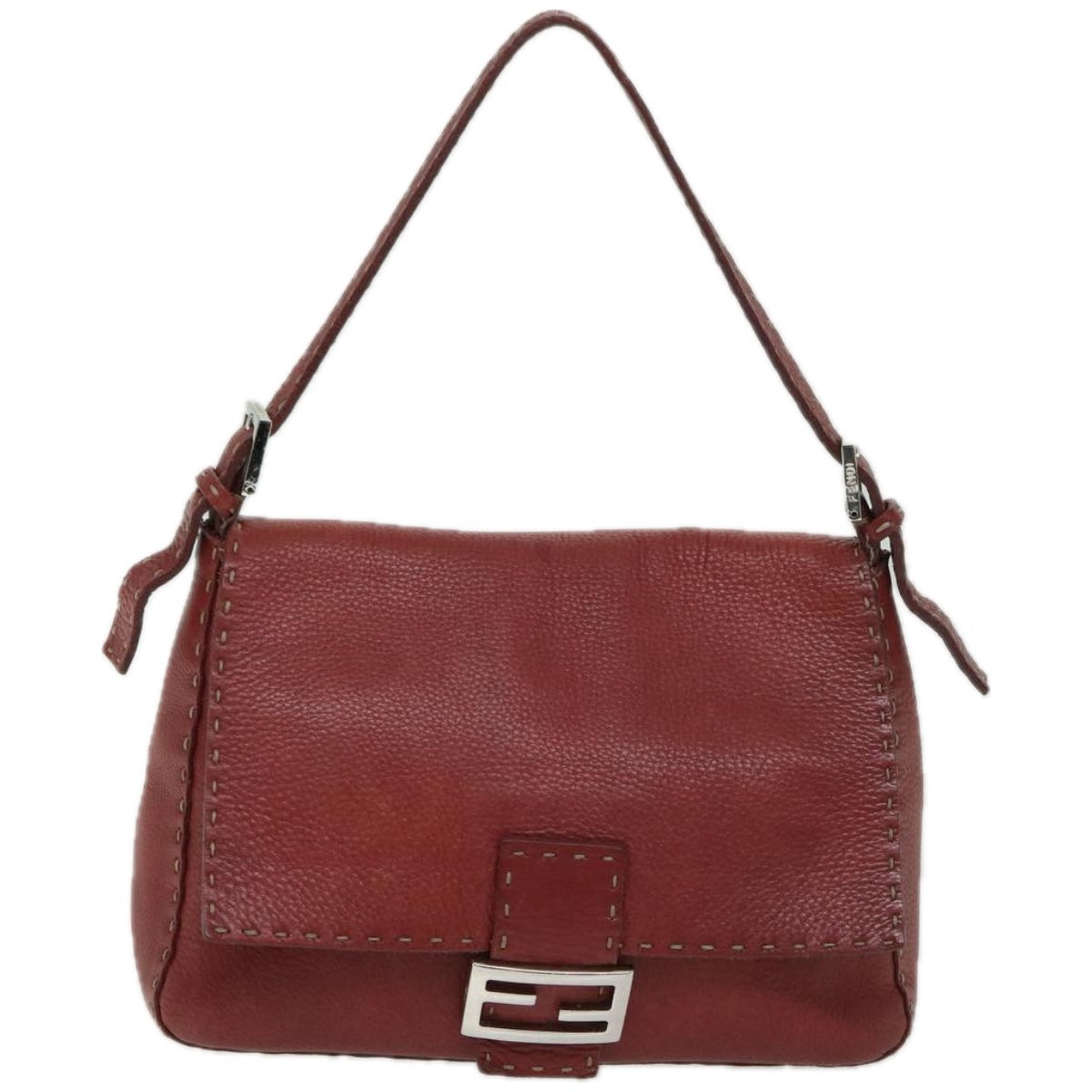 FENDI Mamma Baguette Shoulder Bag Leather Red Auth ep3505 - 0
