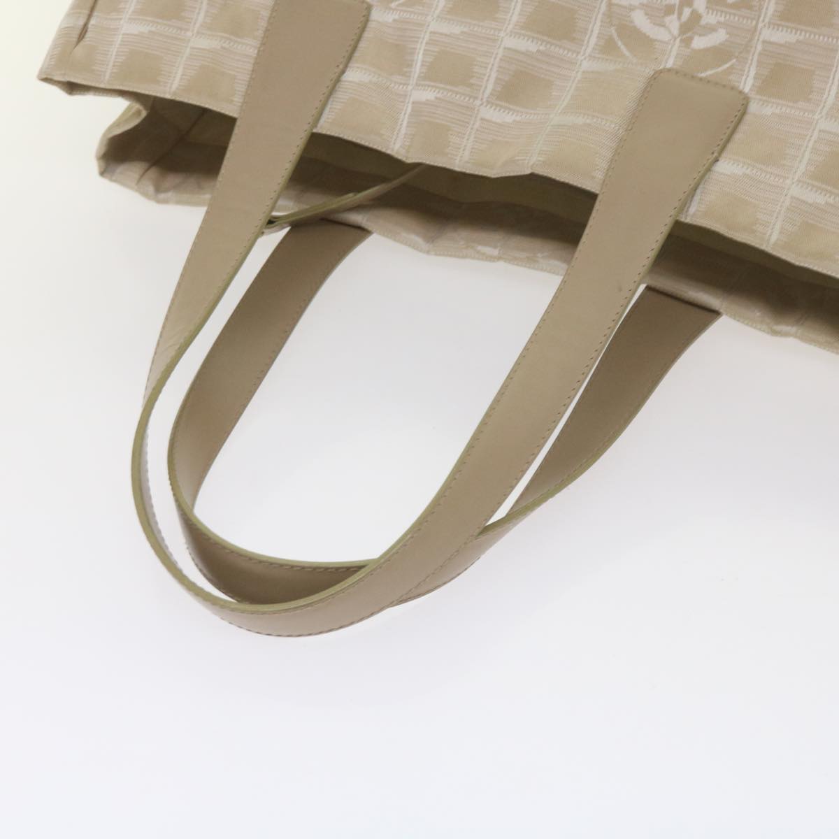 CHANEL New Travel Line Tote Bag Nylon Beige CC Auth ep3506