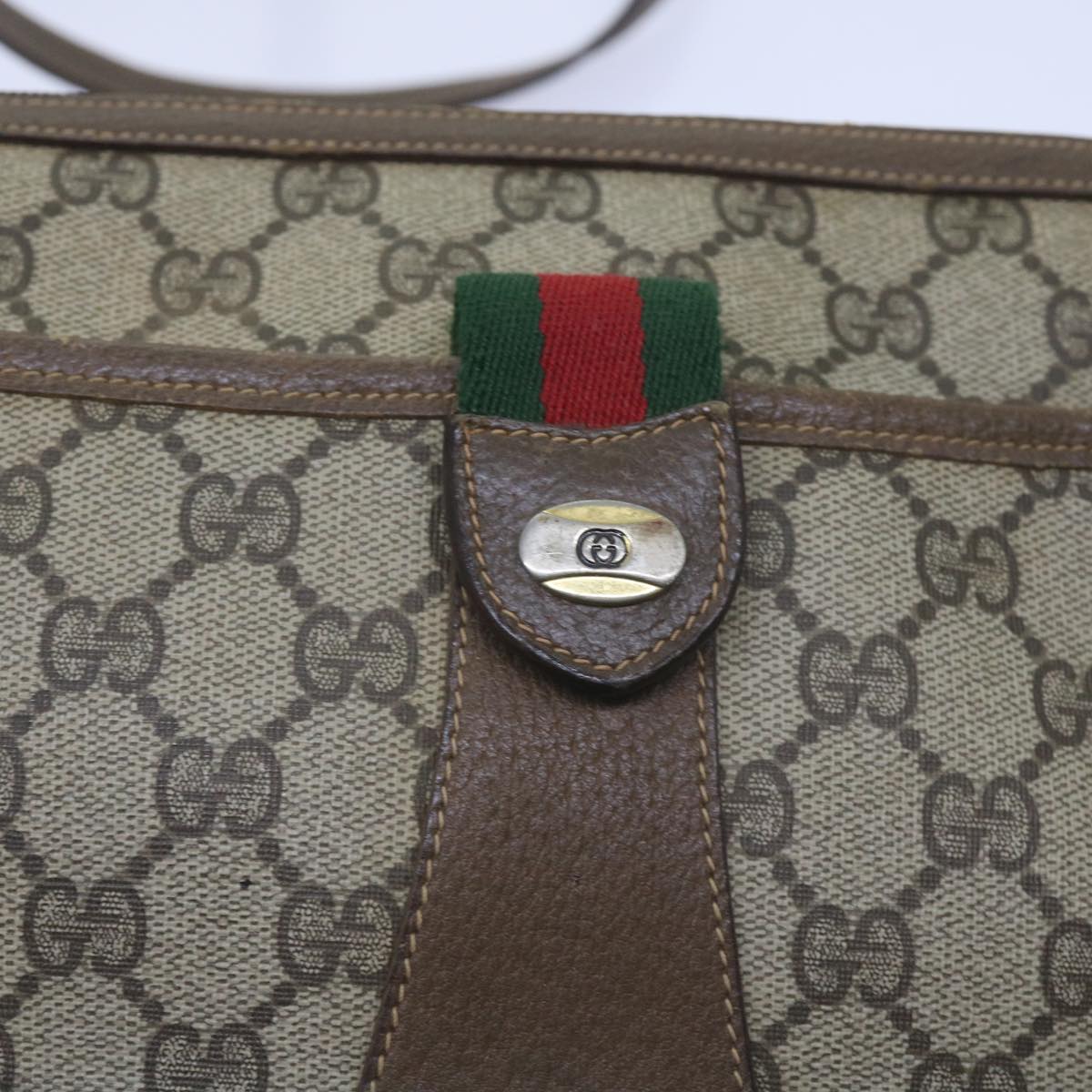 GUCCI GG Supreme Web Sherry Line Shoulder Bag Red Beige 89 02 032 Auth ep3508