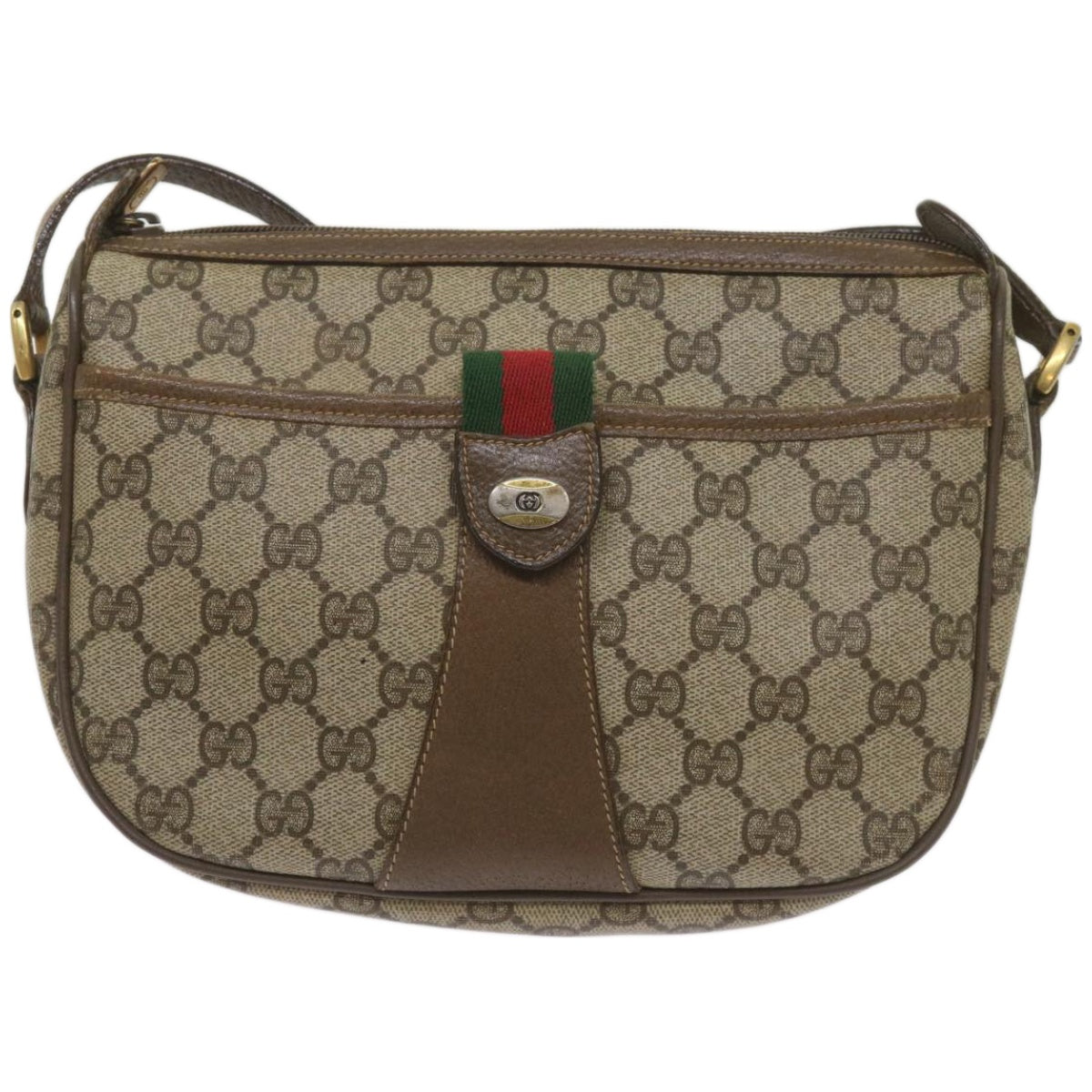 GUCCI GG Supreme Web Sherry Line Shoulder Bag Red Beige 89 02 032 Auth ep3508 - 0