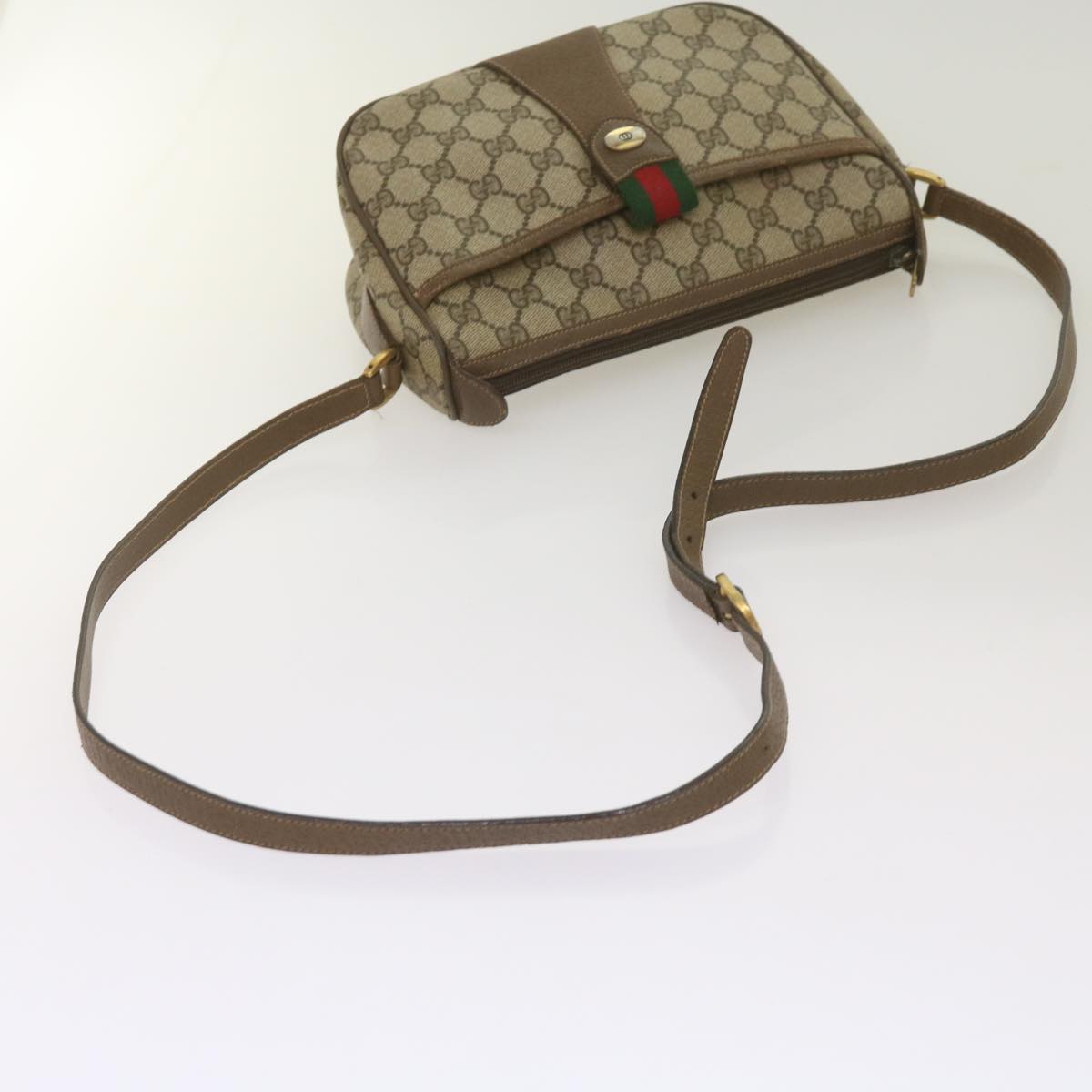 GUCCI GG Supreme Web Sherry Line Shoulder Bag Red Beige 89 02 032 Auth ep3508