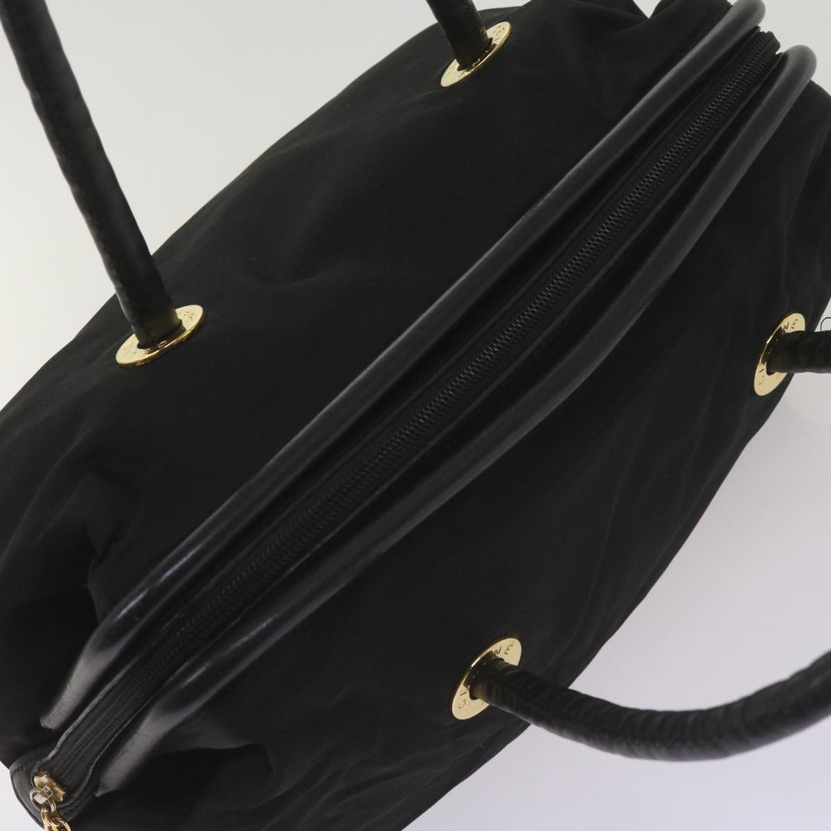 CELINE Hand Bag Nylon Black Auth ep3513