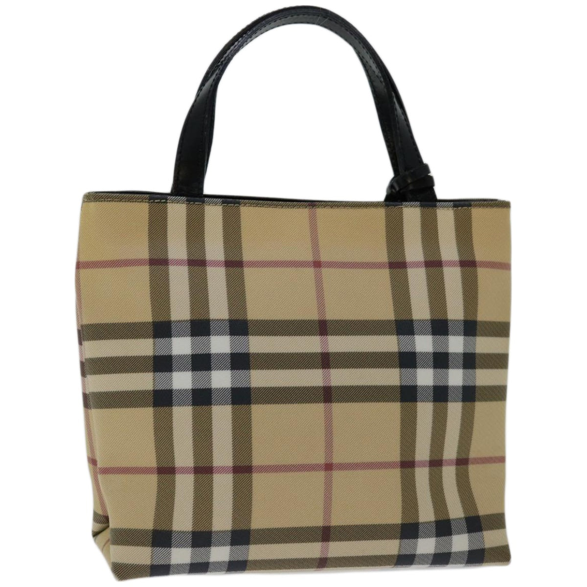 BURBERRY Nova Check Hand Bag Coated Canvas Beige Auth ep3528