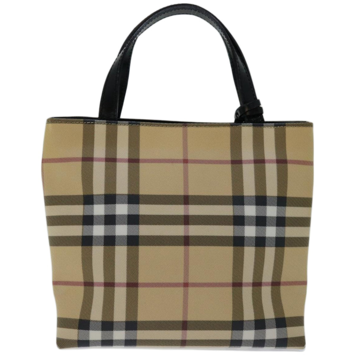 BURBERRY Nova Check Hand Bag Coated Canvas Beige Auth ep3528