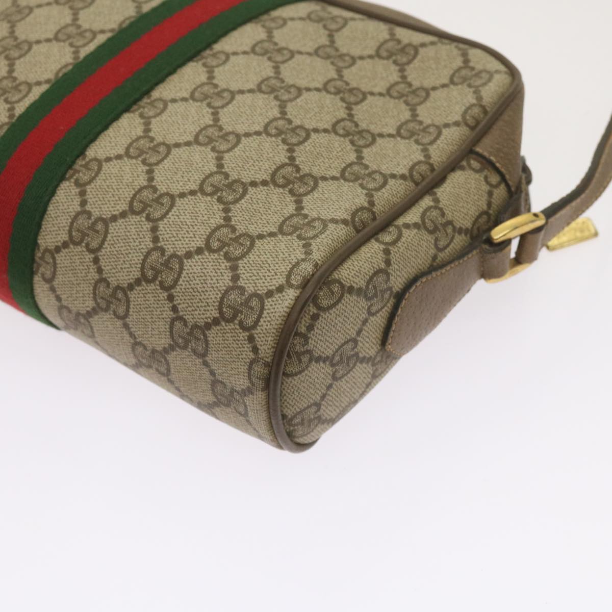 GUCCI GG Supreme Web Sherry Line Shoulder Bag Red Beige 98 02 004 Auth ep3555