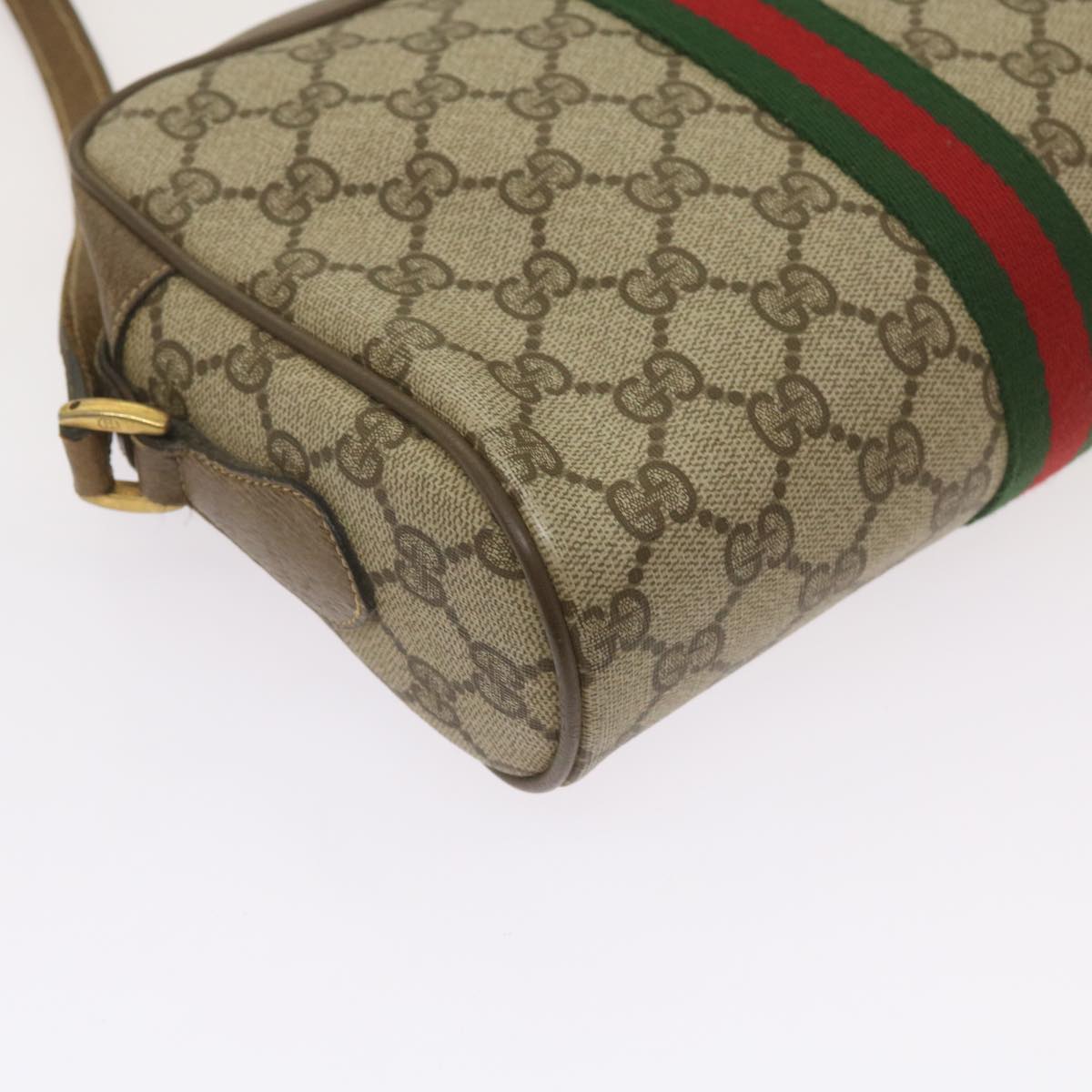 GUCCI GG Supreme Web Sherry Line Shoulder Bag Red Beige 98 02 004 Auth ep3555