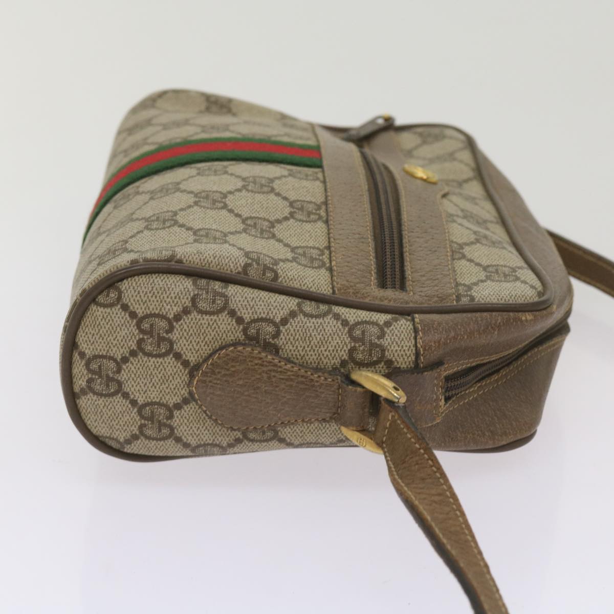 GUCCI GG Supreme Web Sherry Line Shoulder Bag Red Beige 98 02 004 Auth ep3555