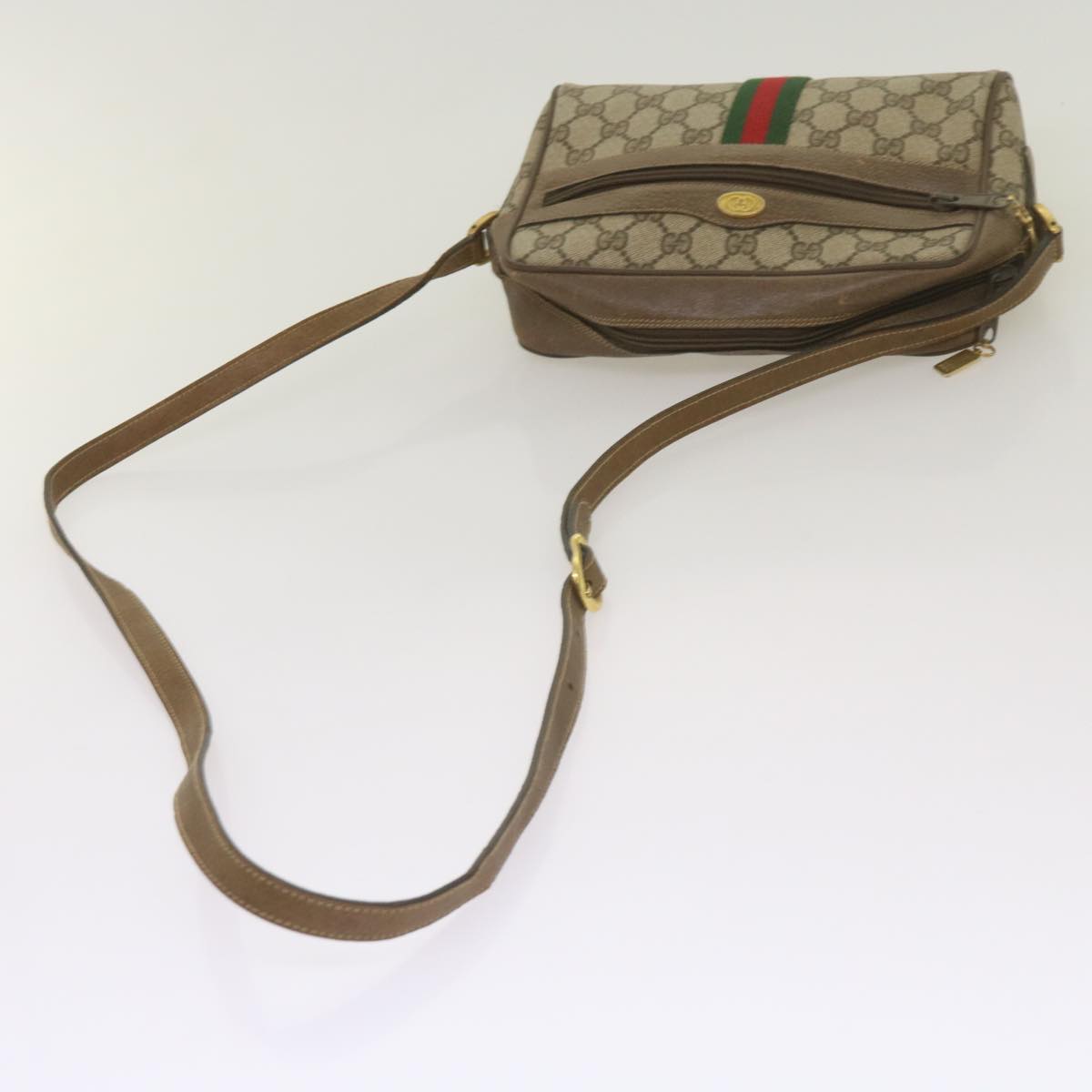 GUCCI GG Supreme Web Sherry Line Shoulder Bag Red Beige 98 02 004 Auth ep3555