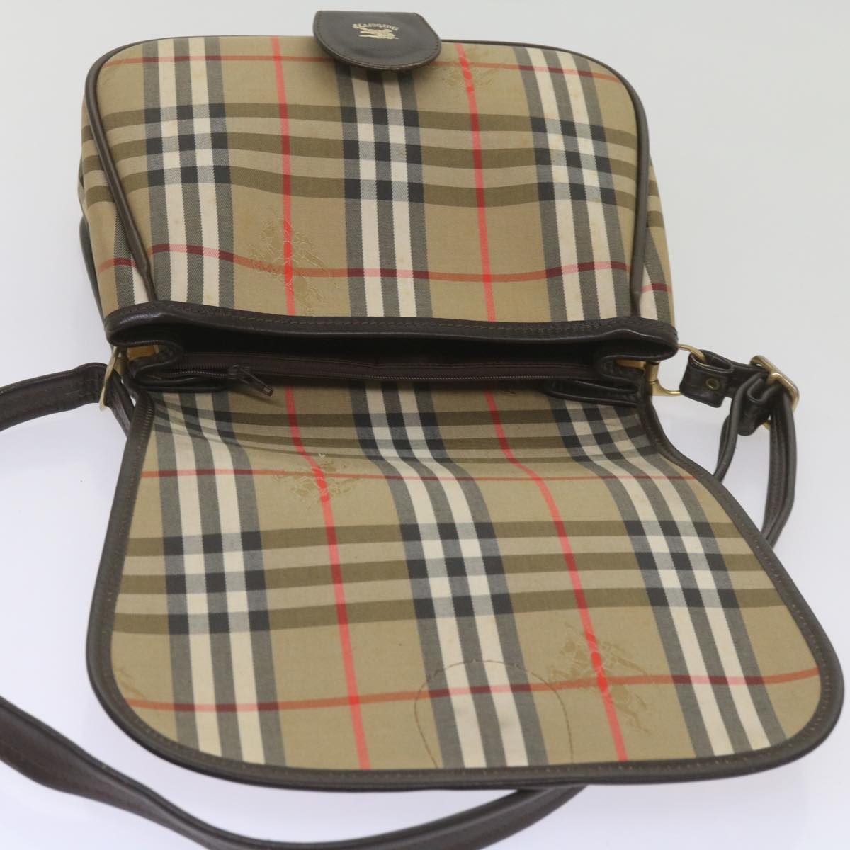 Burberrys Nova Check Shoulder Bag Canvas Beige Auth ep3556