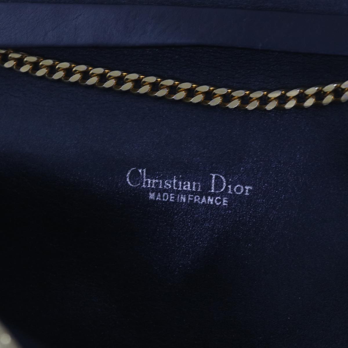 Christian Dior Trotter Canvas Chain Shoulder Bag Gold Tone Auth ep3567