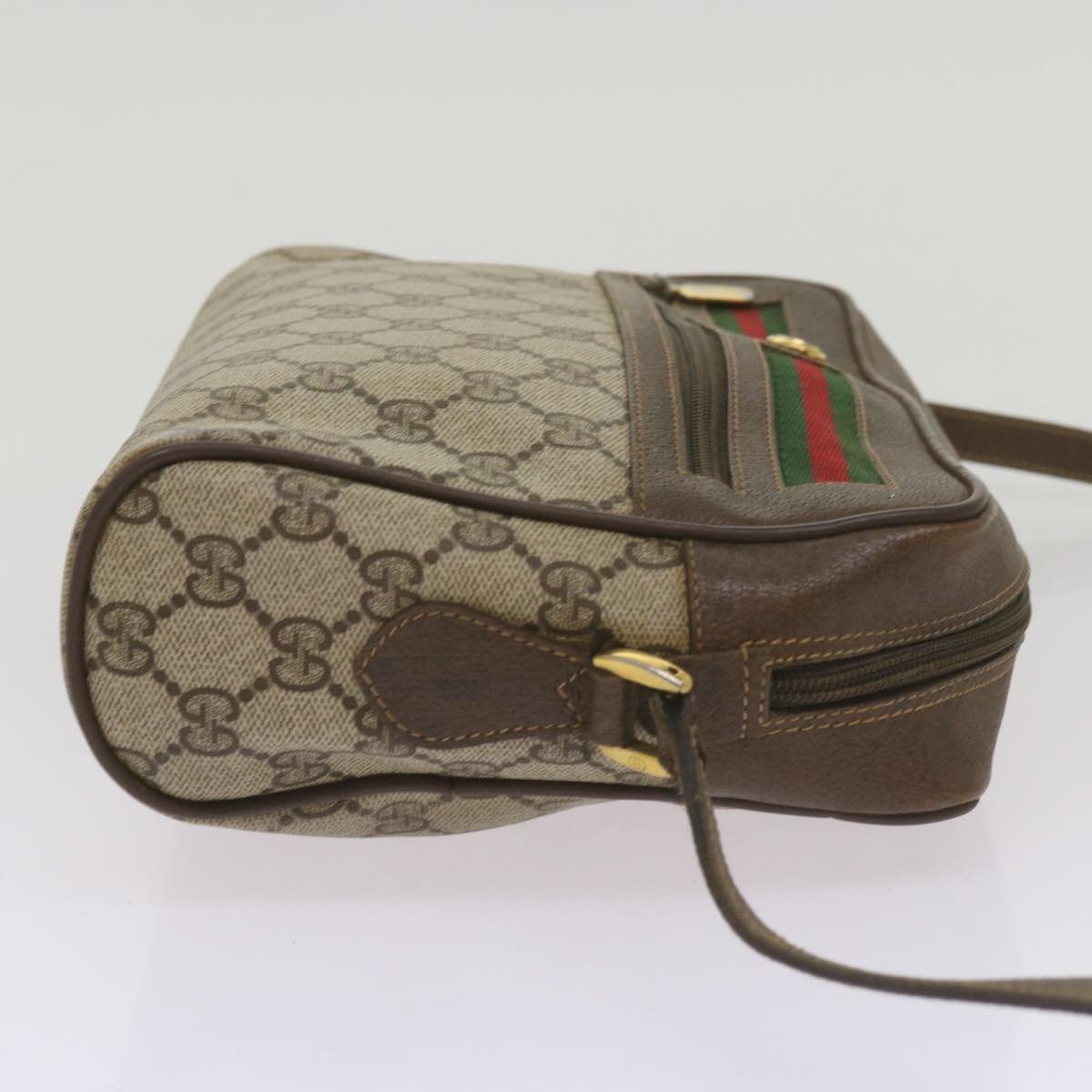 GUCCI GG Supreme Web Sherry Line Shoulder Bag PVC Red Beige Green Auth ep3576