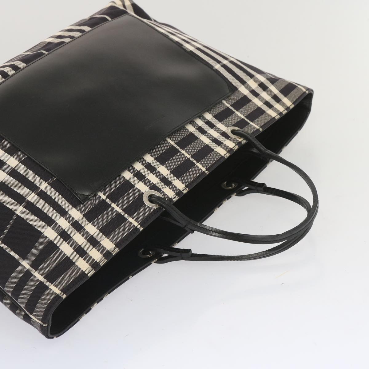 BURBERRY Nova Check Tote Bag Canvas Black Auth ep3600